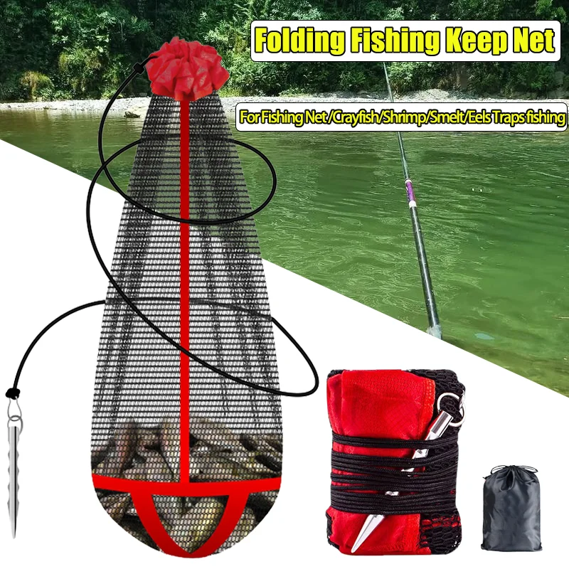 المحمولة للطي الصيد إبقاء صافي 0.8 متر 1 متر اختيار ، سميكة شبكة صغيرة لايف شبكة السمك حقيبة لالتقاط وإطلاق أداة ملحقات صيد الأسماك