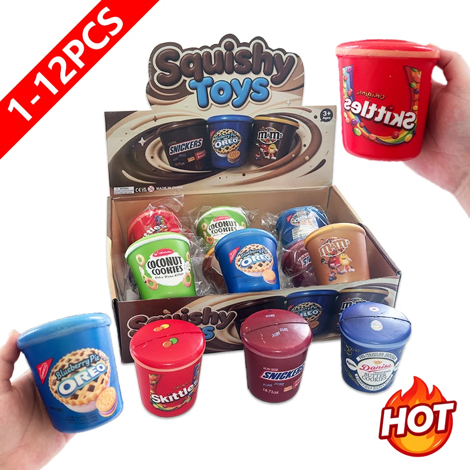 Simulation Snack Cup Squishy Toy, Slow‑Rebound Squeeze Fidget Toy, Cute Food‑Shaped Stress Relief Toy, Blind Box Random Style