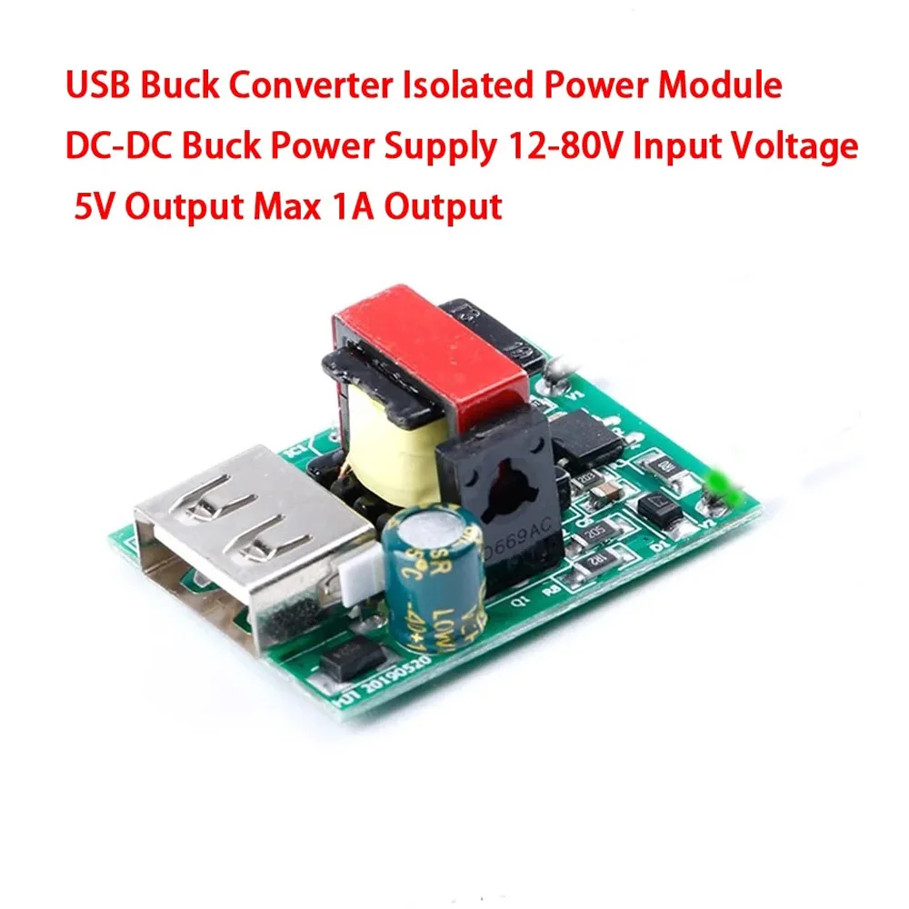 1Pcs USB DC Step Down Module Isolated Power Supply Buck Converter Stabilizer 12V 24V 36V 48V 72V to 5V 1A