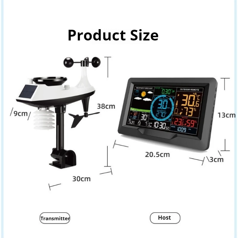 

Wireless Weather Station with Wind Speed, Rainfall & Wind Direction Detection – Accurate Weather Forecast & Temperature Humidit