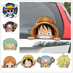 One Piece Anime Car Stickers Cartoon Luffy Joe Bassolo Back Car Rear Window Scratch Stickers Reflective Waterproof Stickers