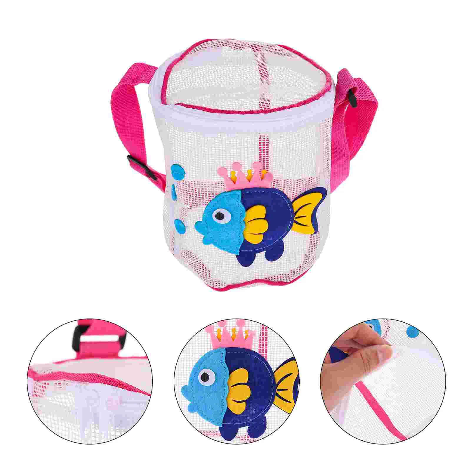 Sac à jouets en coquillage de plage, fermeture éclair en maille, pochette de rangement pour jeu de sable pour enfants, sangle réglable, grande capacité pour l'extérieur