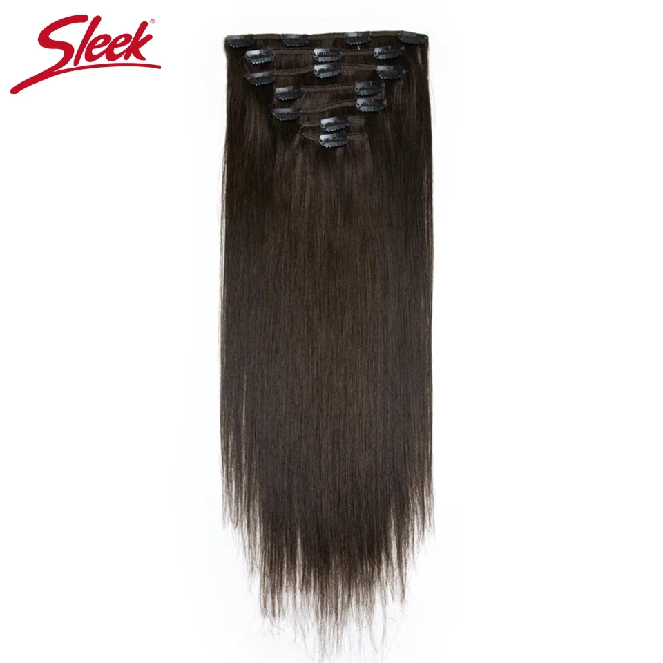 Sleek Clip In Hair Extensions Human Hair Straight Clip In Blonde P6/613 P8/613 P27/613 P4/27 Color Clip Ins Remy Hair 7Pcs Set