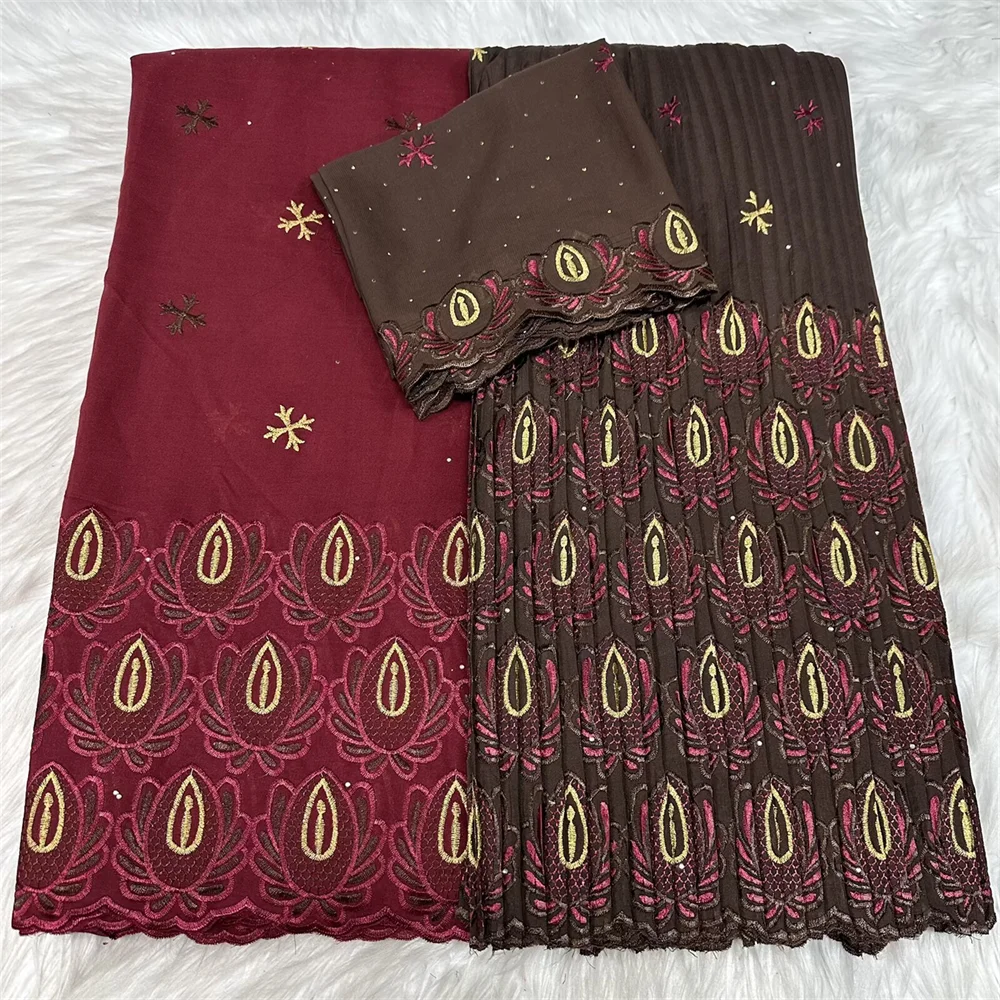 

High Quality 2.5+2.5+2 Yards Fold Swiss Voile Lace in Switzerland Cotton Perforated Embroidery Material Style For Women Sewing