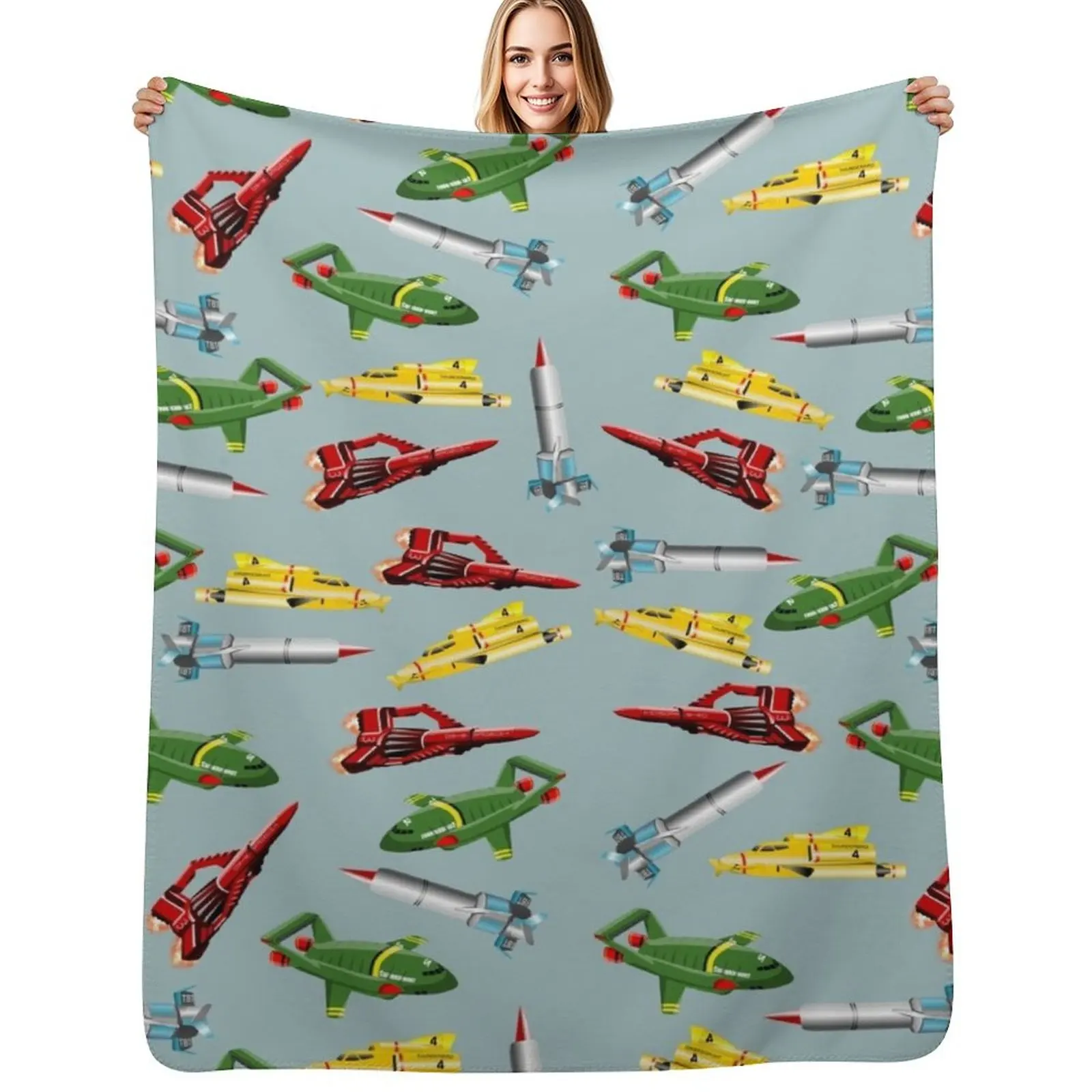Thunderbirds Pattern Throw Blanket Cozy Light Blanket for Travel Camping Picnic