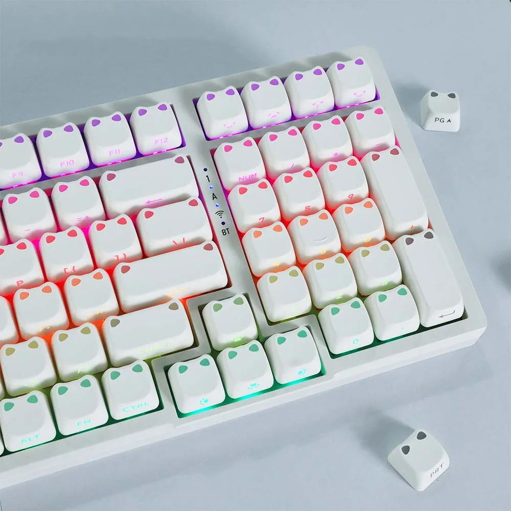Cat Ear PBT Keycaps MAO Profile Transparent Paw Pad Keycap Universal Mechanical Keyboard Replacement Accessories Gift for Gamers