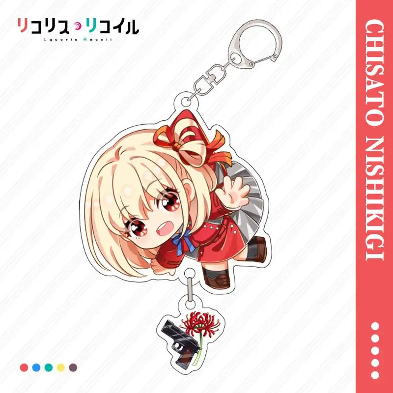 Hot Anime Lycoris Recoil Figure Inoue Takina Nishikigi Chisato Acrylic Pendant Keychain Cute Collectibles Keyring Accessories