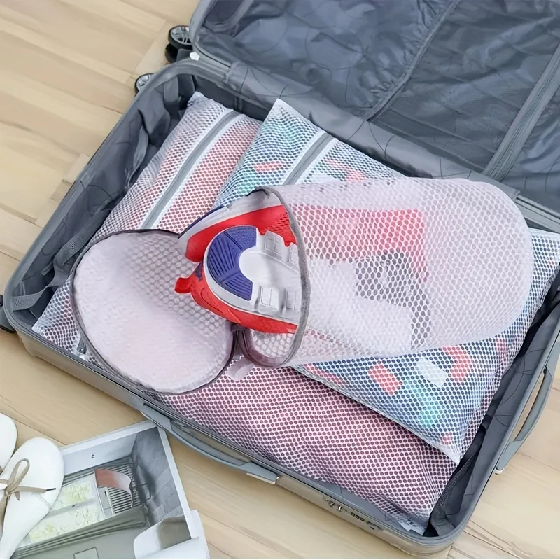 [Sneaker-Reinigungswäschesack] 2 Wabenförmige graue Schuhwaschbeutel | 7x15 Zoll Mesh-Wäschesack, geeignet für Sportschuhe, Fitnessstudio-Sachen – Detail 5