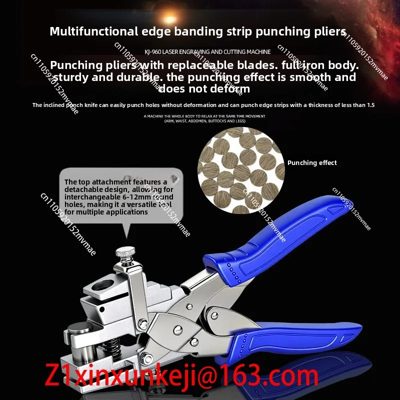 Multifunctional and labor-saving edge banding strip punching pliers round hole, 6/8/10/12/15MM