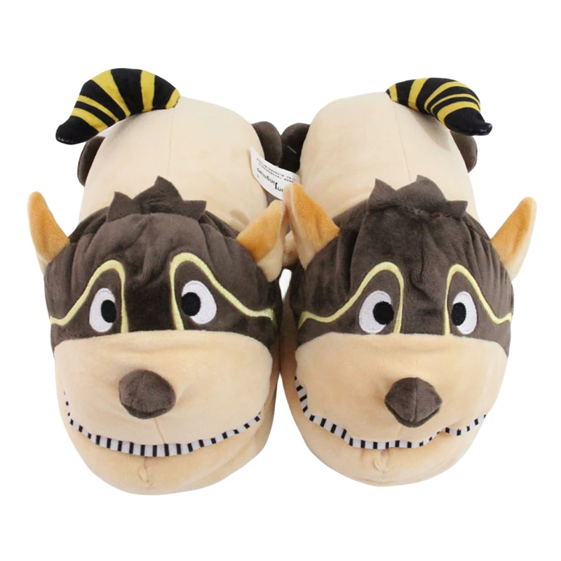 2024 Original new cartoon plush cotton raccoon winter home floor couple cute thick bottom bag with slippers