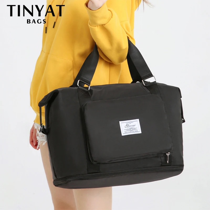 TINYAT Large Capacity Traveling Bags For Ladies Foldable Women Travel Backpack Sports Gym Yoga Waterproof Bag Duffle Handbag