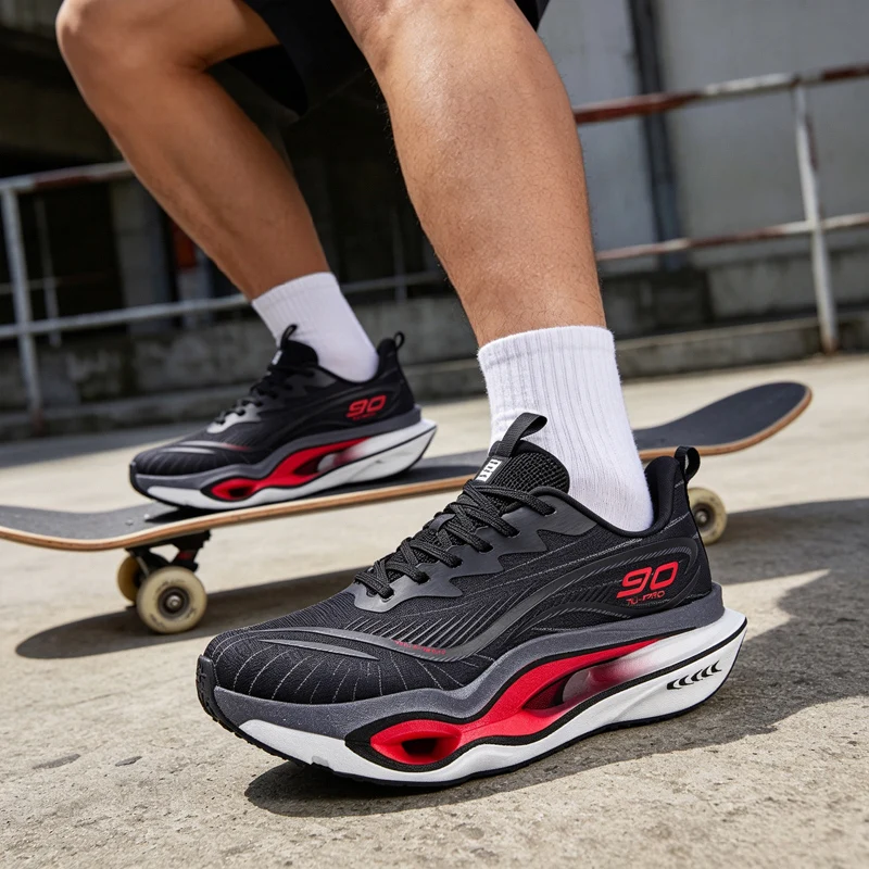 Herren-Freizeitsportschuhe, trendige, dämpfende Laufschuhe mit dicker Sohle, atmungsaktive, leichte Sportschuhe aus Mesh-Material, Laufschuhe mit hoher Dämpfung und weicher Sohle, rutschfest und abriebfest, für Jugendliche und Studenten. – Detail 28