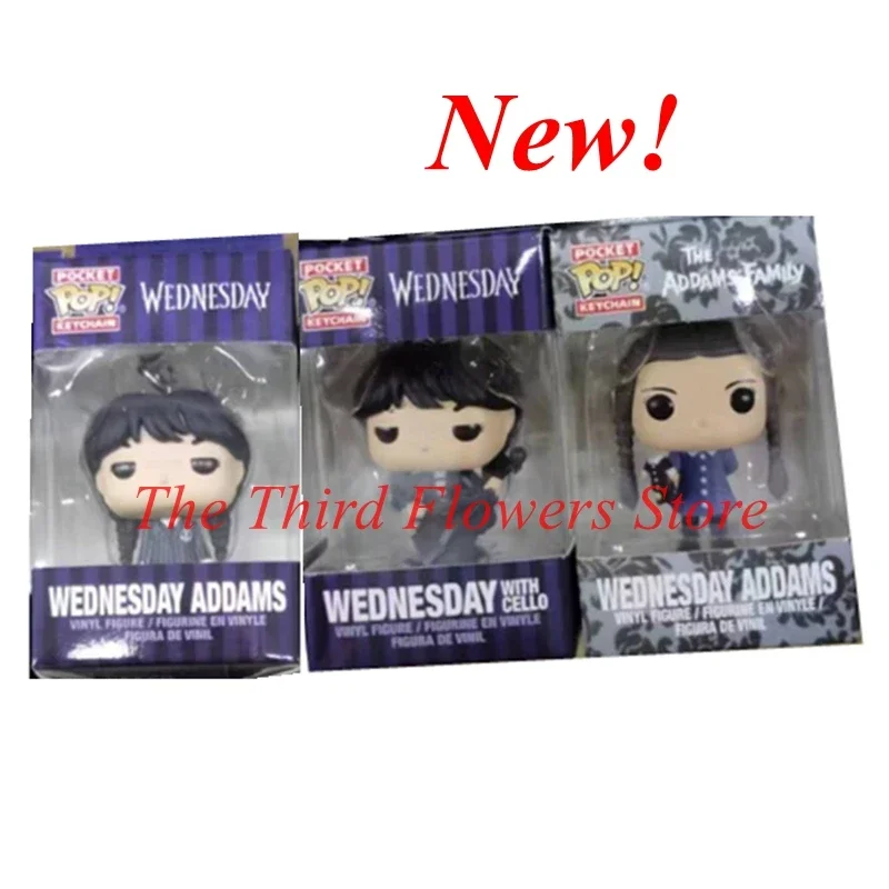 وصول جديد Funko Pocket POP! سلاسل المفاتيح عائلة آدامز الأربعاء التشيلو سيارة قلادة الفينيل عمل الشكل جمع نموذج اللعب