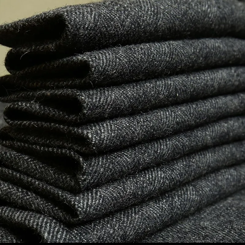 

Autumn Winter Men's Woolen Tweed Casual Pants Slim Fit British Retro Style Loose Long Trousers Business Gentleman Style