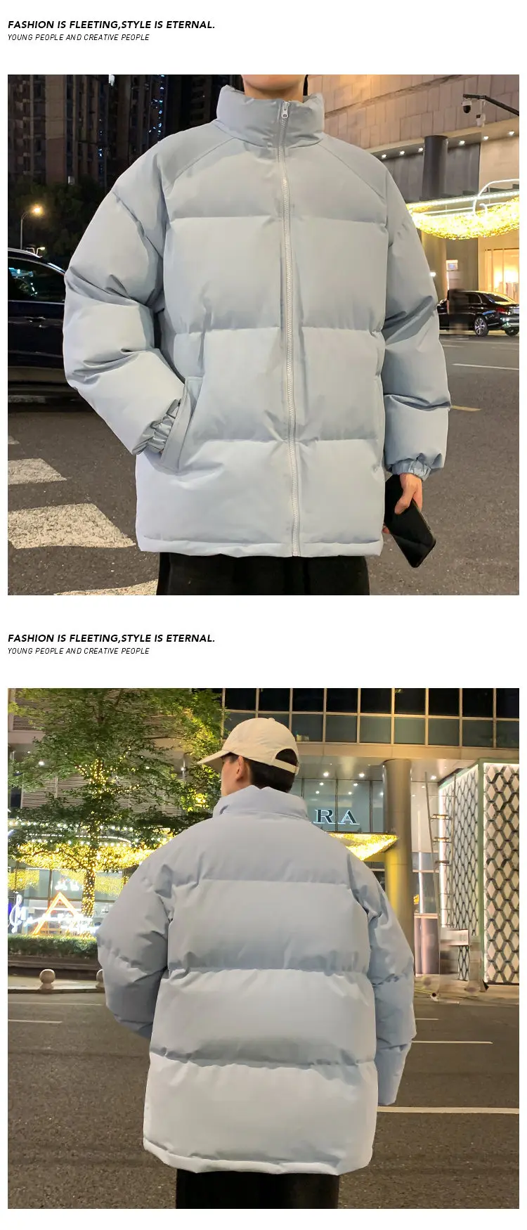 Men's Parkas Warm Basic Style Casual Jackets Thicken Winter Coat Puffer Jacket Solid Color Outwear Men's Clothing