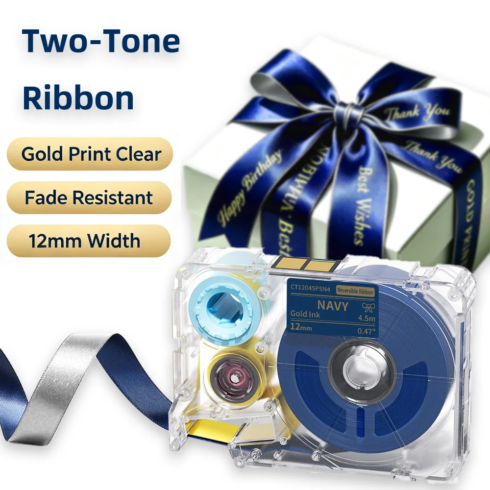 Phomemo A30 P15 Blue-Silver Double-Sided Decorative Ribbon, 12mm Ribbon, Suitable for Birthday and Valentine's Day Bouquets