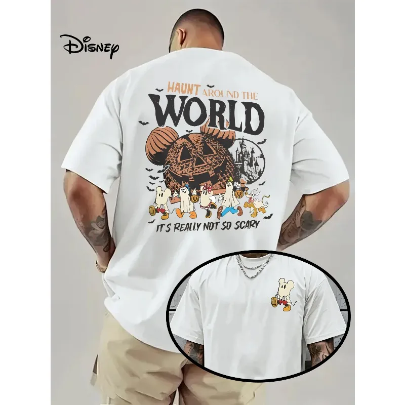 

Двусторонняя мужская футболка Disney Global Haunted House, летняя модная повседневная модная мужская и женская уличная одежда