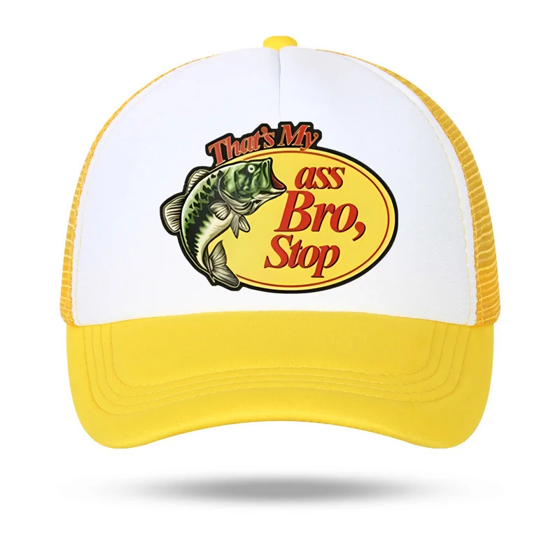 Thats My Ass Bro Stop Snapback Baseball Cap Mesh Caps Men\'s Trucker Hat Hunting & Fishing Streetwear Dad adjustable Hat