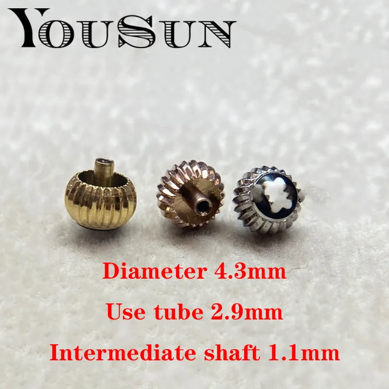 Watch Head Crown 4.3mm With 2.9mm Tube 1.1mm Center Shaft Fitting For Montblanc