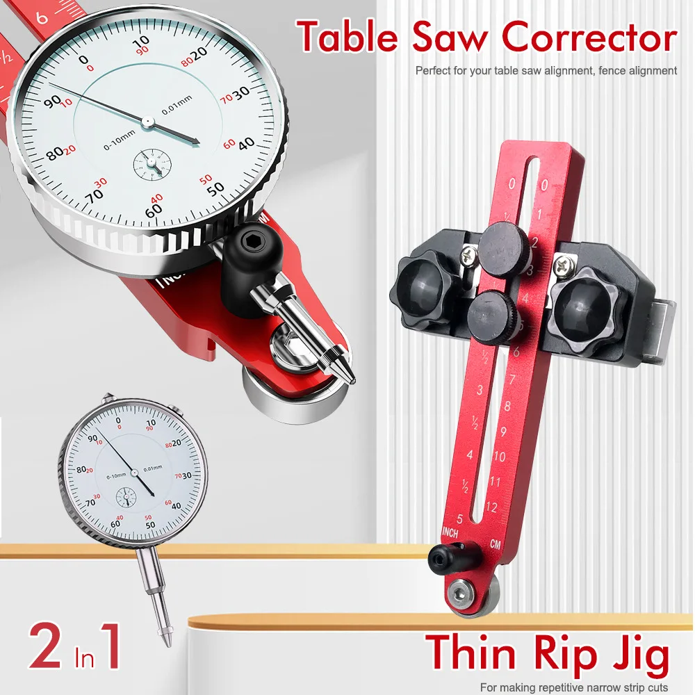 

Table Saw Alignment Gauge Jig Guide Calibrator Dial Indicator Thin Rip Jig Woodworking Basic Kit for Repeat Narrow Strip Cuts