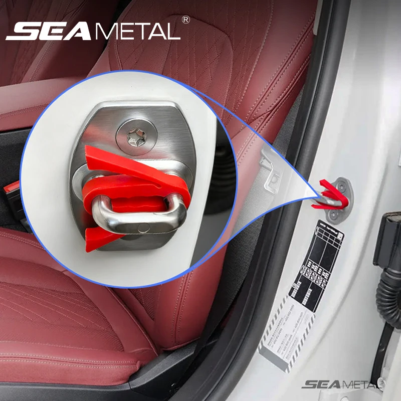 

SEAMETAL 4pcs Car Door Lock Shock Absorber Pad Silicone Auto Doors Lock Buffer Protector Cover Sound Damper Buffer Deadener