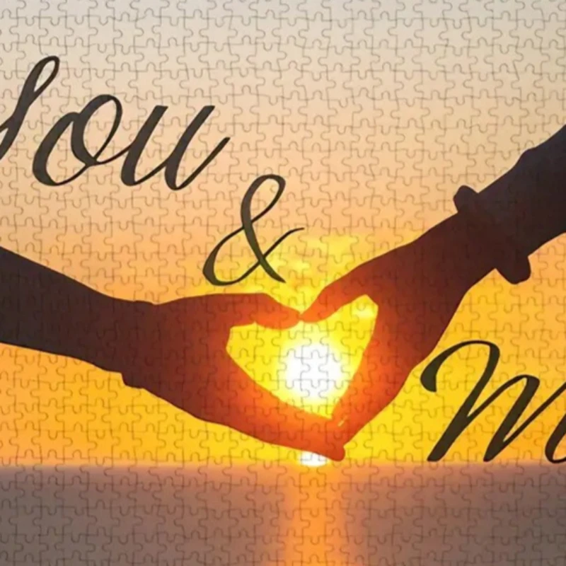 

High Quality 70cm*50cm 1000pcs Lovers Theme Hands Jigsaw Puzzle Adult Beautiful Landscape Puzzle Wall Decor