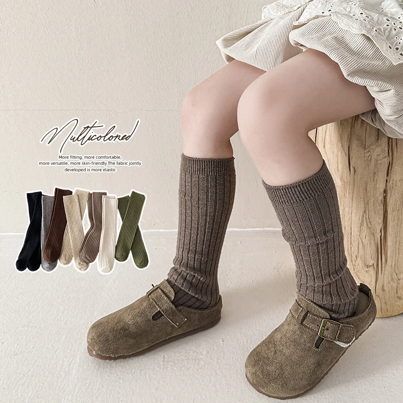 Lovely Girls Wool Over Knee High Socks Mid Calf Simple Classic Soft Knitted Stockings Warmer Everyday Essential Baby Long Socks