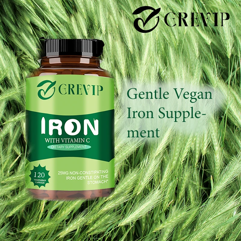 Vegan Iron Supplement with Vitamin C - Increases Energy and Reduces Fatigue, Relieves Anemia