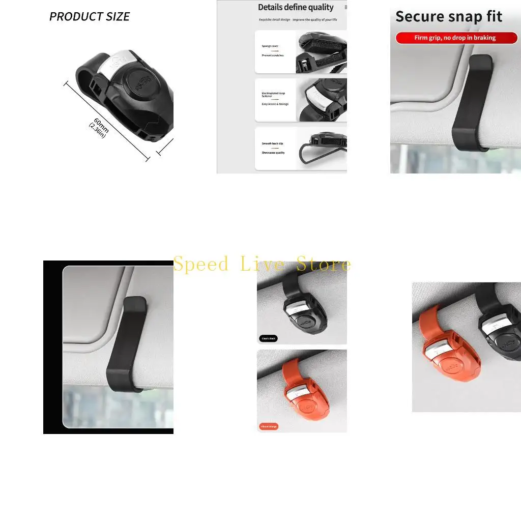 547C Car Visors Sunglasses Clip Universal Fit No Tools Needed Secure Driving Safety