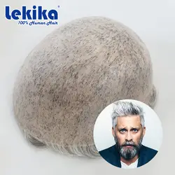 Toupee Men Prosthesis 0.12-0.14mm Full Skin Men's Wig More Durable Male Hair Human Hair System Unit Capillary Prosthesis