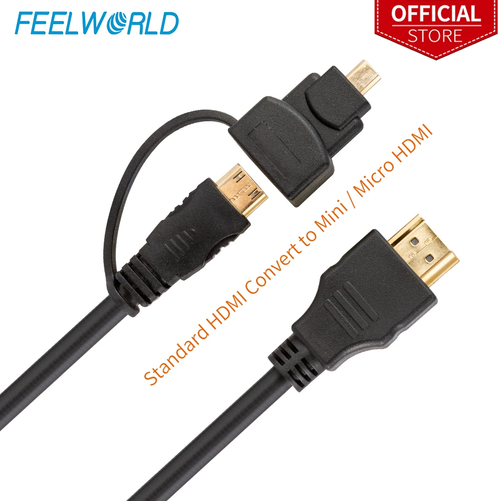 Feelworld High Speed HDMI convert to Mini Micro HDMI cable High Quality Video Cable 1m 1.4 Version Gold Plated Male to Male