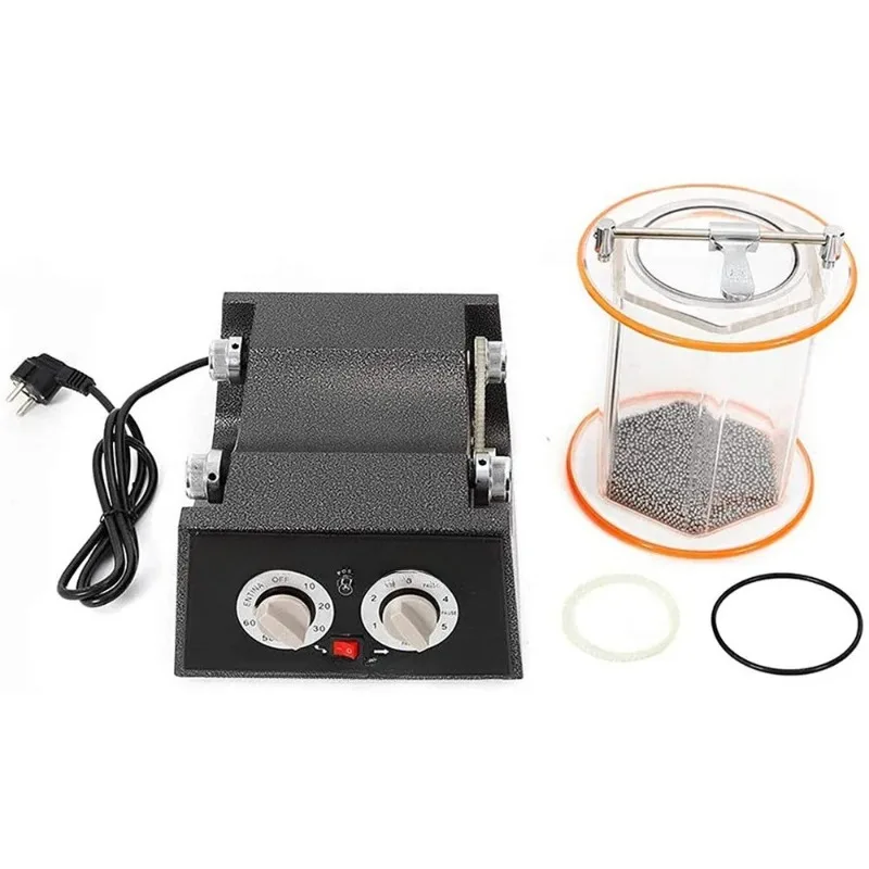 KT‑2000 Rotary Tumbler Mini Home Jewelry Polisher Fixed‑Speed Timing Machine For Deburring Metal Surface Finishing