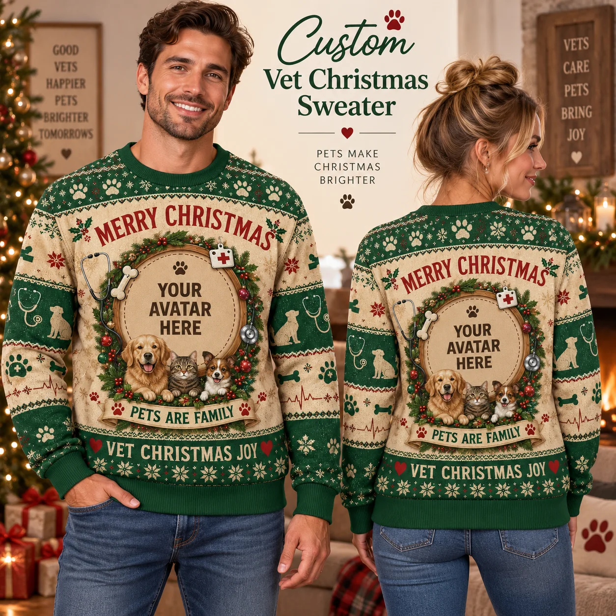 Custom Diy Ugly Christmas Sweater For Pet Lovers, Personalized Holiday Sweaters With Dog Cat Photo Christmas Gift Design