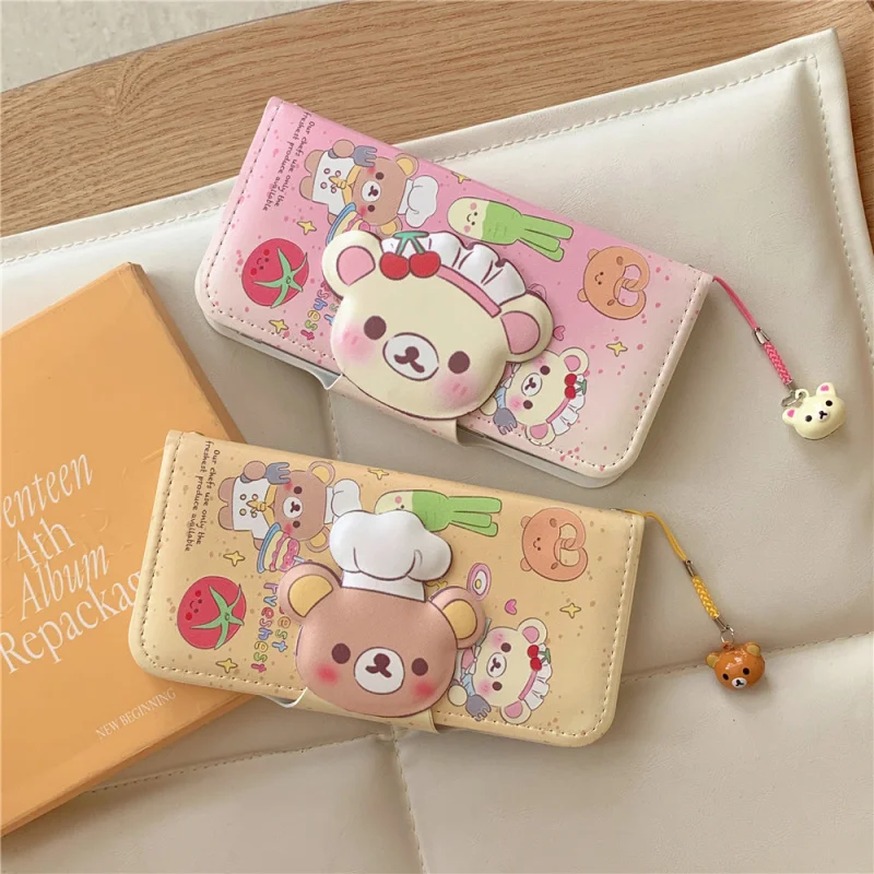 

Big Head Flip Bear Phone Case for Apple16/15PROCard Holder Shockproof CaseiPhone14/13/12