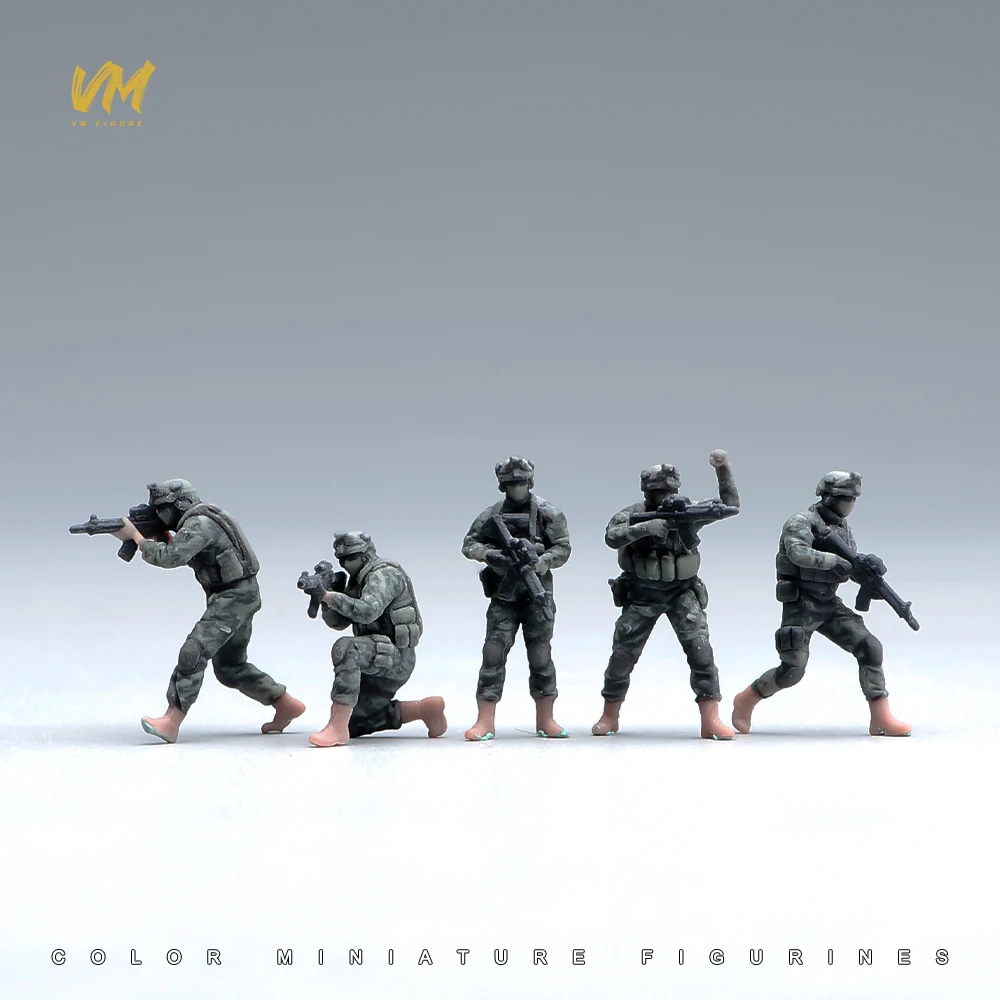 3D-миниатюрные фигурки 1/64, 1/43, 1/24, 1/18: Солдаты штурмовой группы с оружием, модель для сценариев наземных боевых действий, декор для моделей транспортных средств