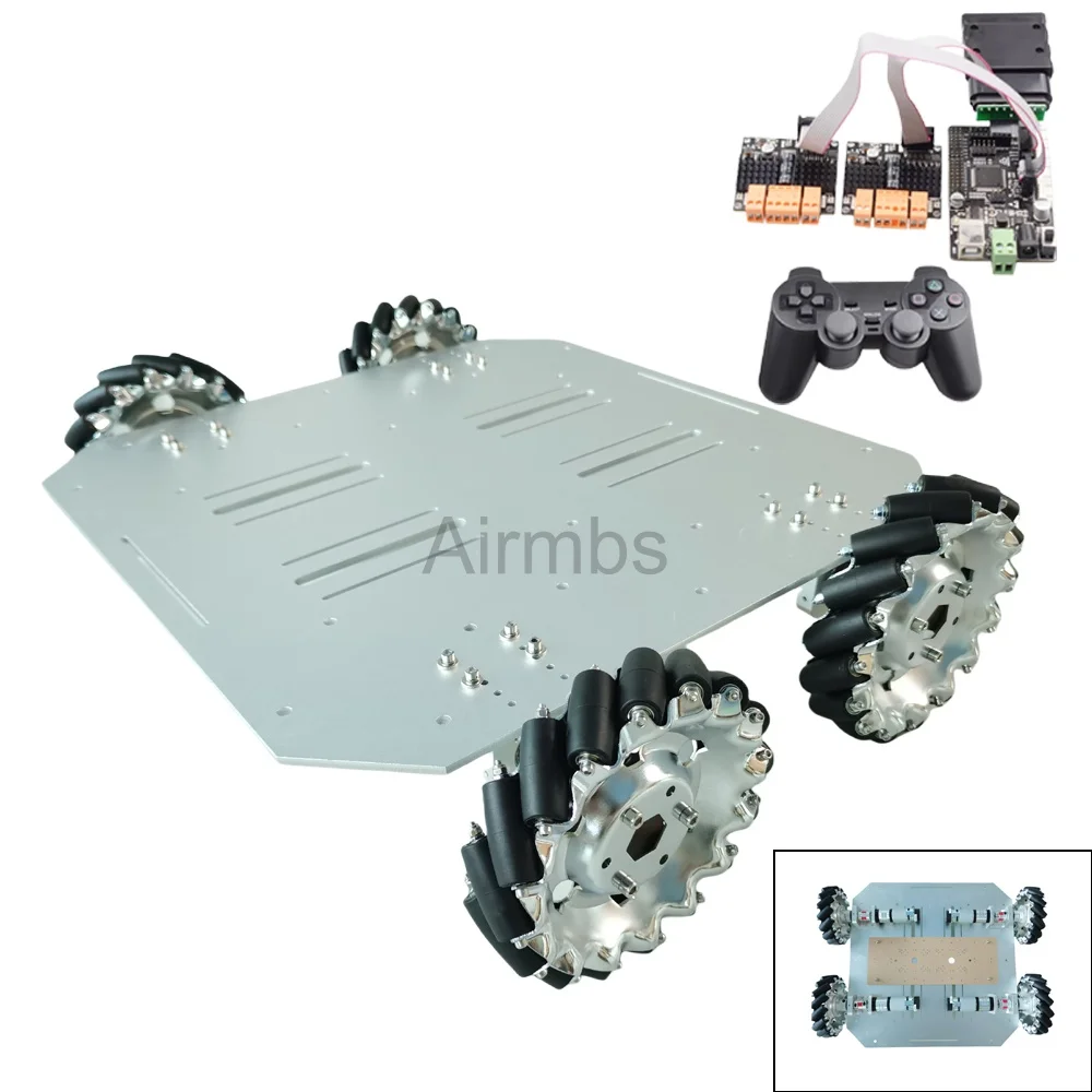 PS2 Control 80KG Load 4WD Mecanum Wheel Robot Car for Arduino Mega2560 with DC 24V Encoder Motor Speed Control ROS Platform