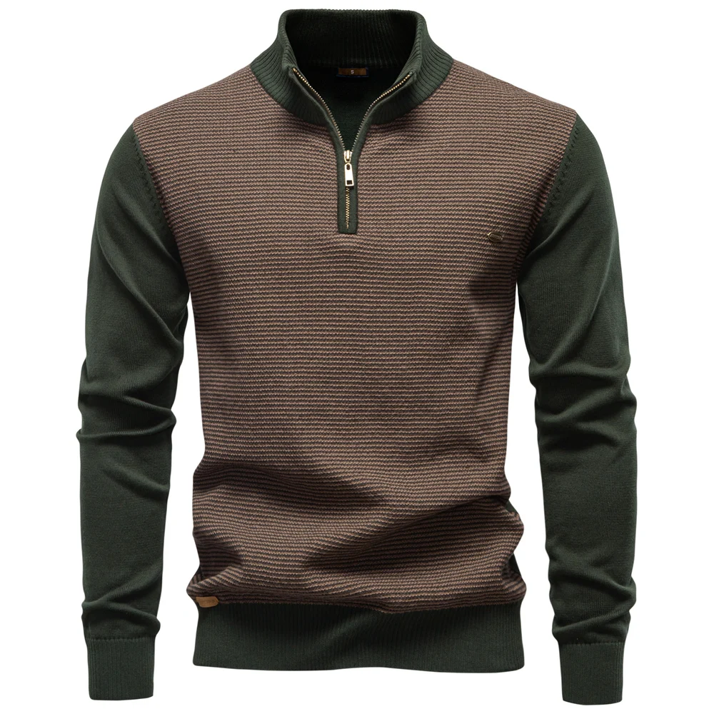 AIOPESON Men's Striped Knitted Sweater Knit Pullover Warm Luxury Cotton Autumn Winter Casual Turtleneck Mens Sweaters