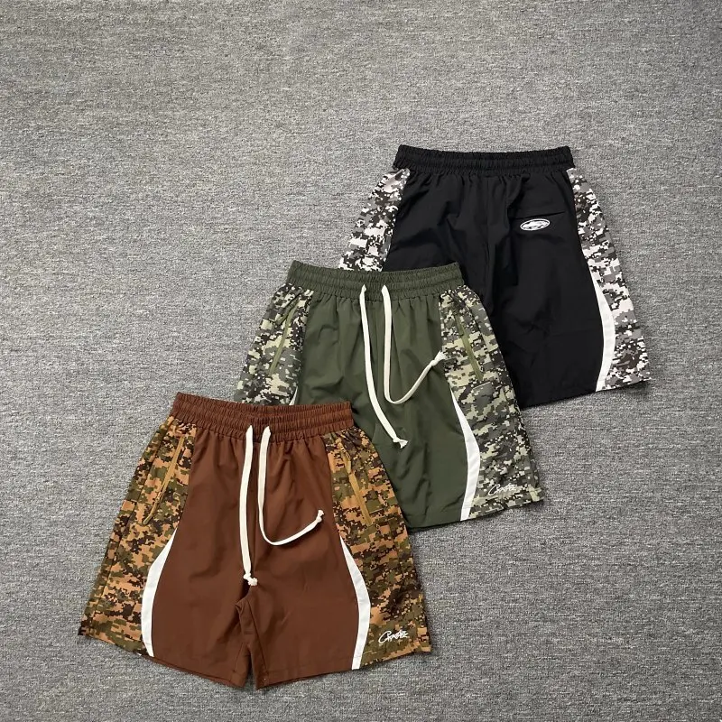 

American High Street Hip Hop Sports Casual Embroidered Color Blo Camouflage Qui Dry Beach orts Straight Leg Pants