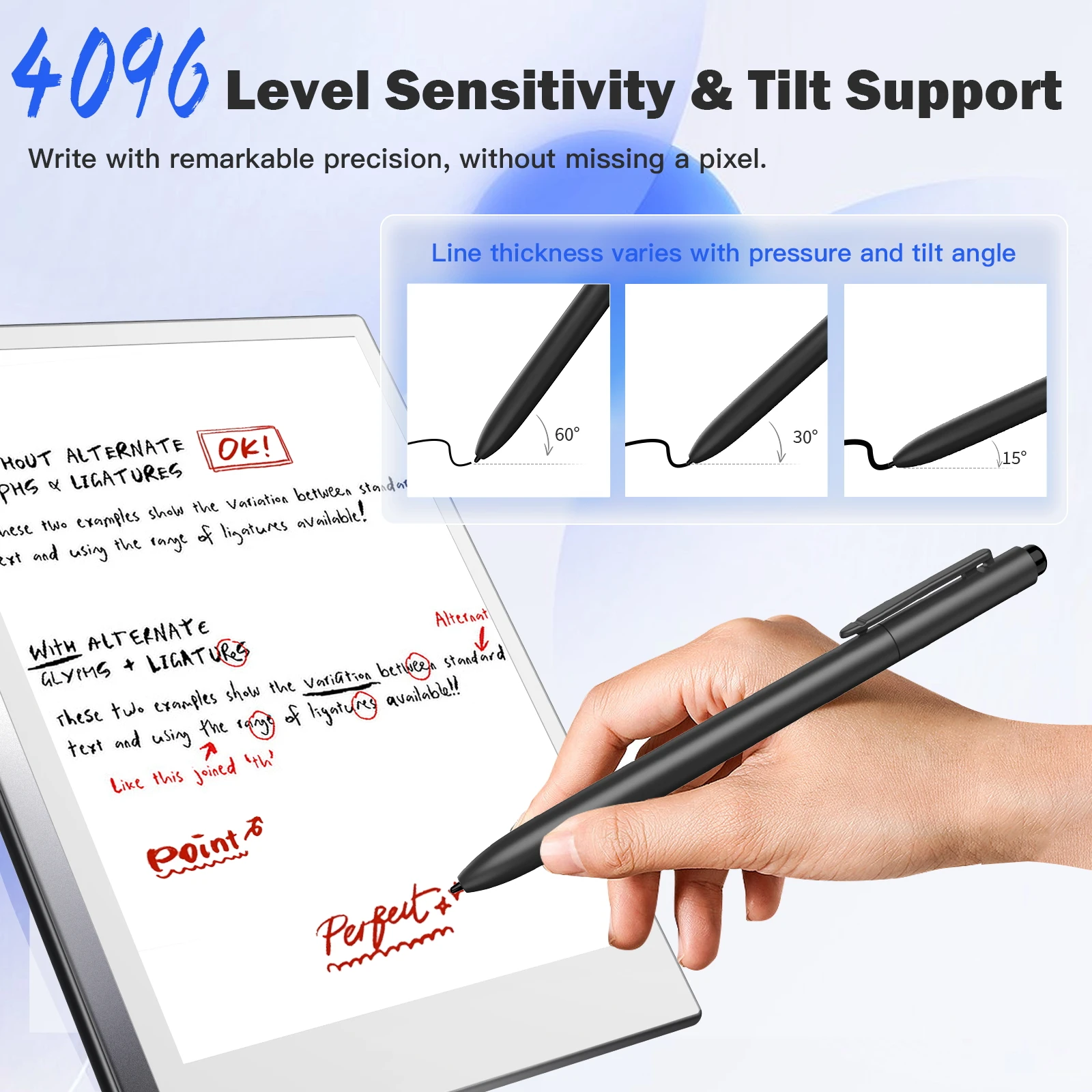 Silgi ile olağanüstü 2 kalem, Tilt ile hassas EMR dijital kalem, 4096 hassasiyet, palmiye reddi, olağanüstü 2/1 Kindle için Stylus