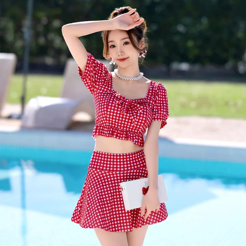 

New Women's Bikini Swimsuit Skirt Style Slimming Cover-Up Small Chest Suitable for Hot Springs Swimming Student Girls