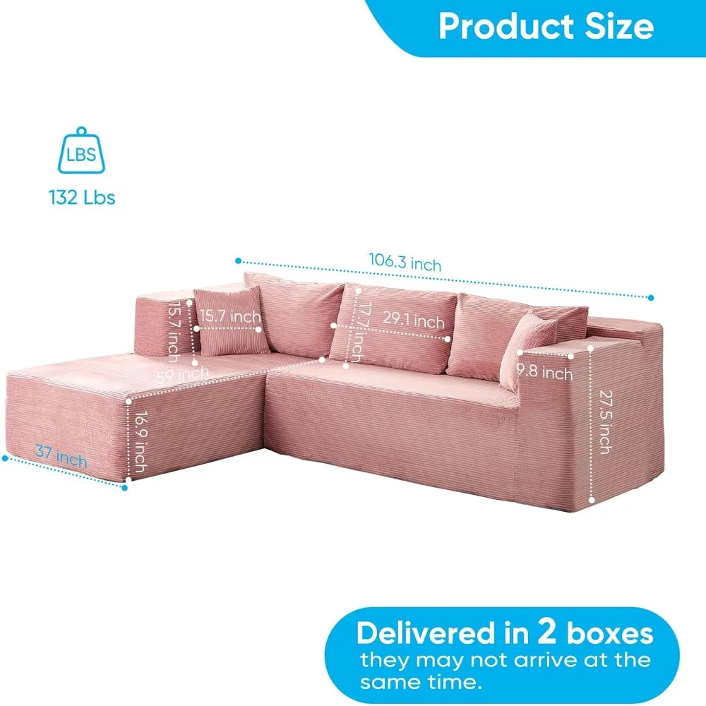 Современный секционный диван L-образной формы со съемными подушками, вельветовая ткань, просторный и удобный для гостиной