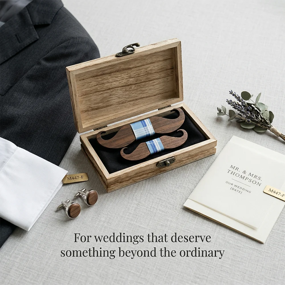 Mens Wooden Bowtie Set Classic Wood Blue Check Set Wedding Groom Groomsmen Bow Tie Cufflinks Blue Check Pocket Square Gift Box P