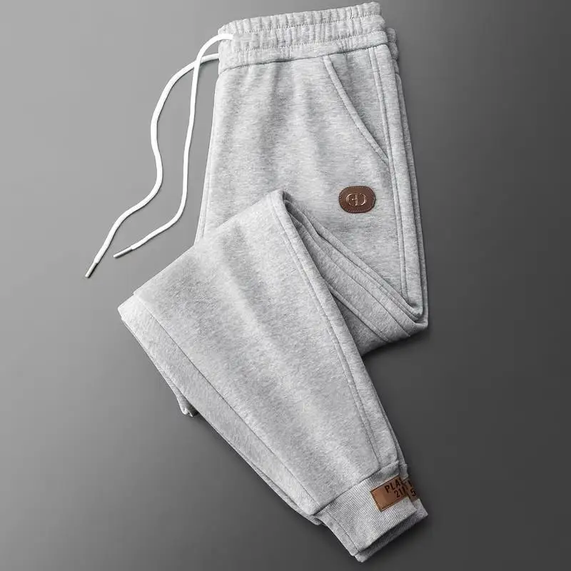 

Men's Trendy Loose Casual Large Size Cuffed Sweatpants Autumn Winter Heavy Fce Lined Thiened Elastic Waist Wear Resistan...