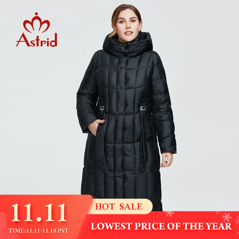 Astrid 2022 New Winter Women's coat women long warm parka Plaid fashion thick Jacket hooded large sizes female clothing 9546