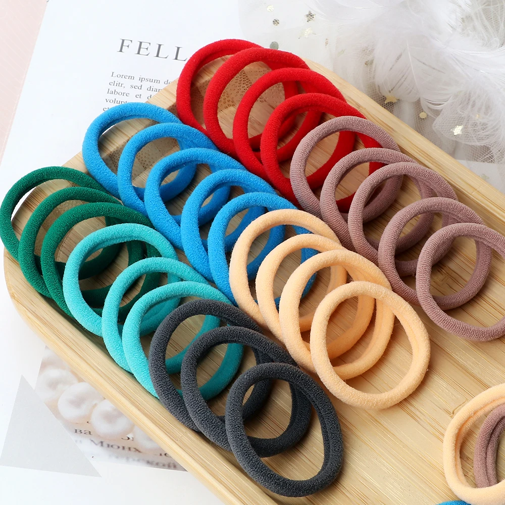 50 Teil/los Mädchen Bunte Nylon Elastische Haarbänder Frauen Grundlegende Gummiband Stirnband Scrunchie Kinder Pferdeschwanz Halter Haar Zubehör – Detail 7