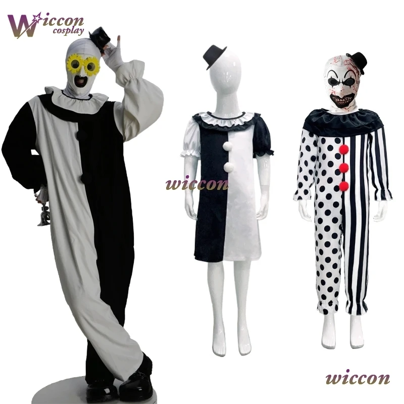 Arte el payaso mono payaso Cosplay disfraz disfraces de Halloween para hombres mujeres arte negro blanco Joker juego de rol vestido de regalo de fiesta