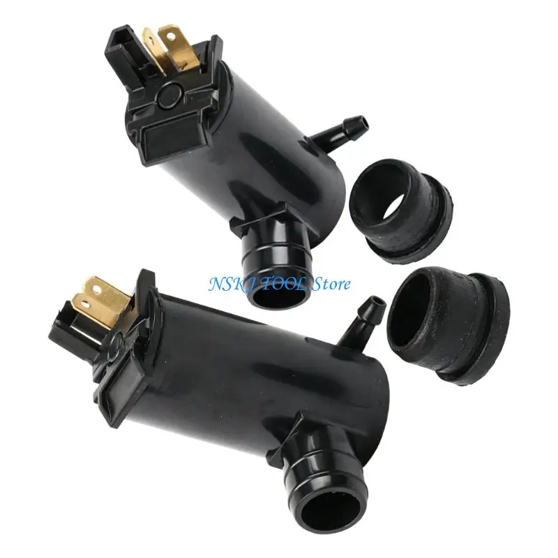 L8RC Windshield Cleaning Motor for Front Washer Service, Black ABS Housing with 2 Blade Contacts and 5 mm Outlet Port