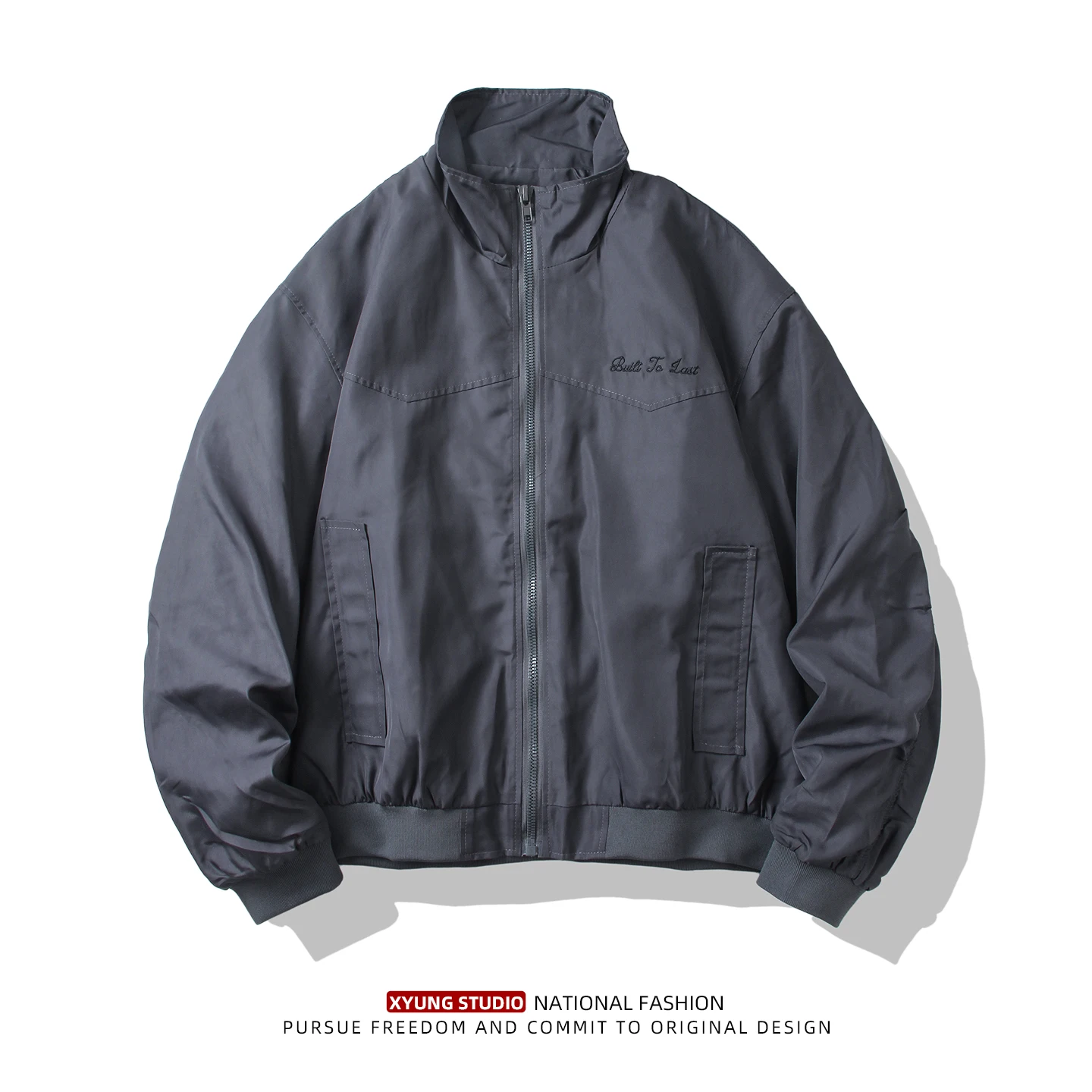 

Loose Casual American Sle Flight Jaet Men's Outdoor Cool Baseball orm Top Windproof Polyester Fiber Zipper Closure