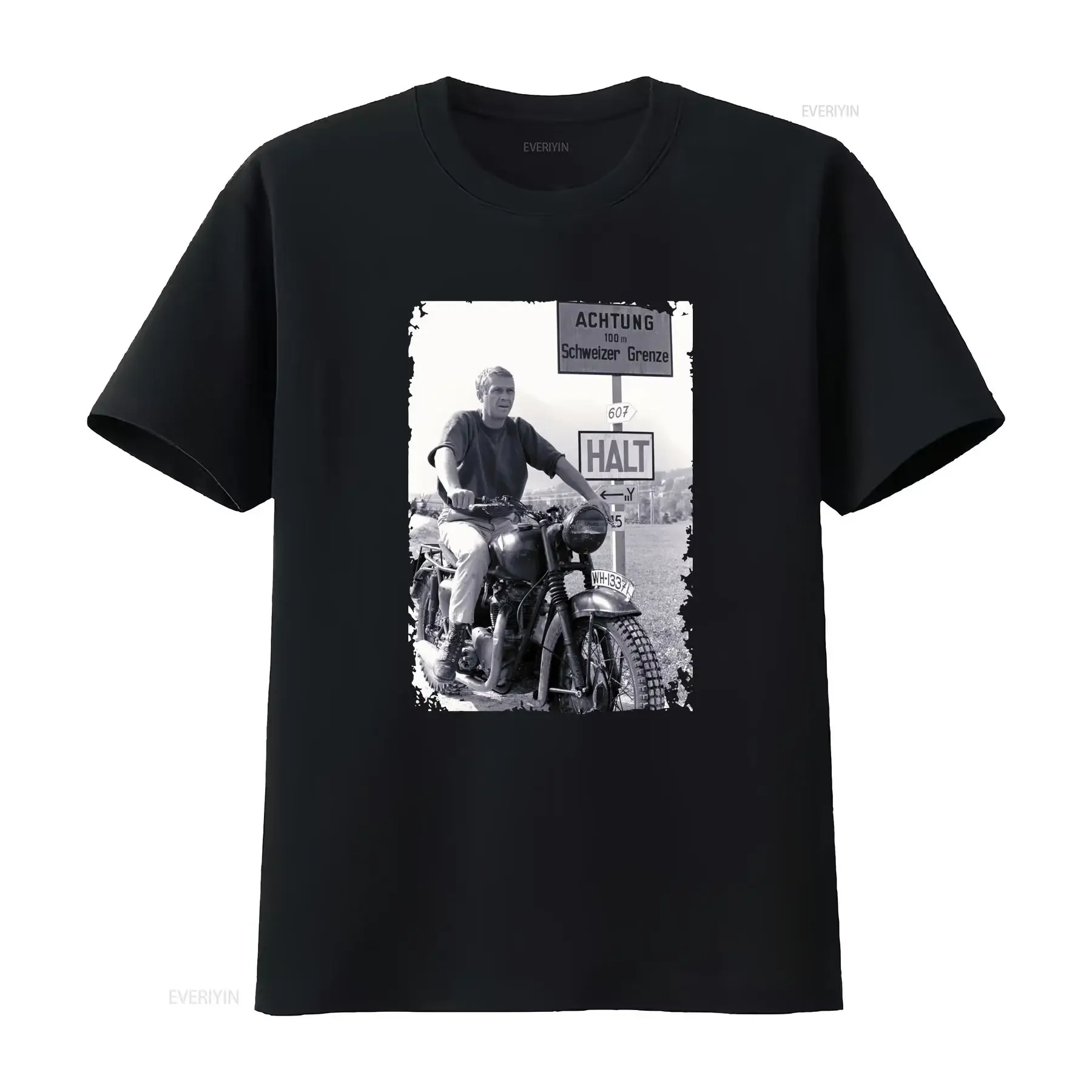 

The Great Escape Biker Motorcycle WW2 TR6 cotton t shirt 8949 vintage Washed streetwear designer clothes Breathable Unisex
