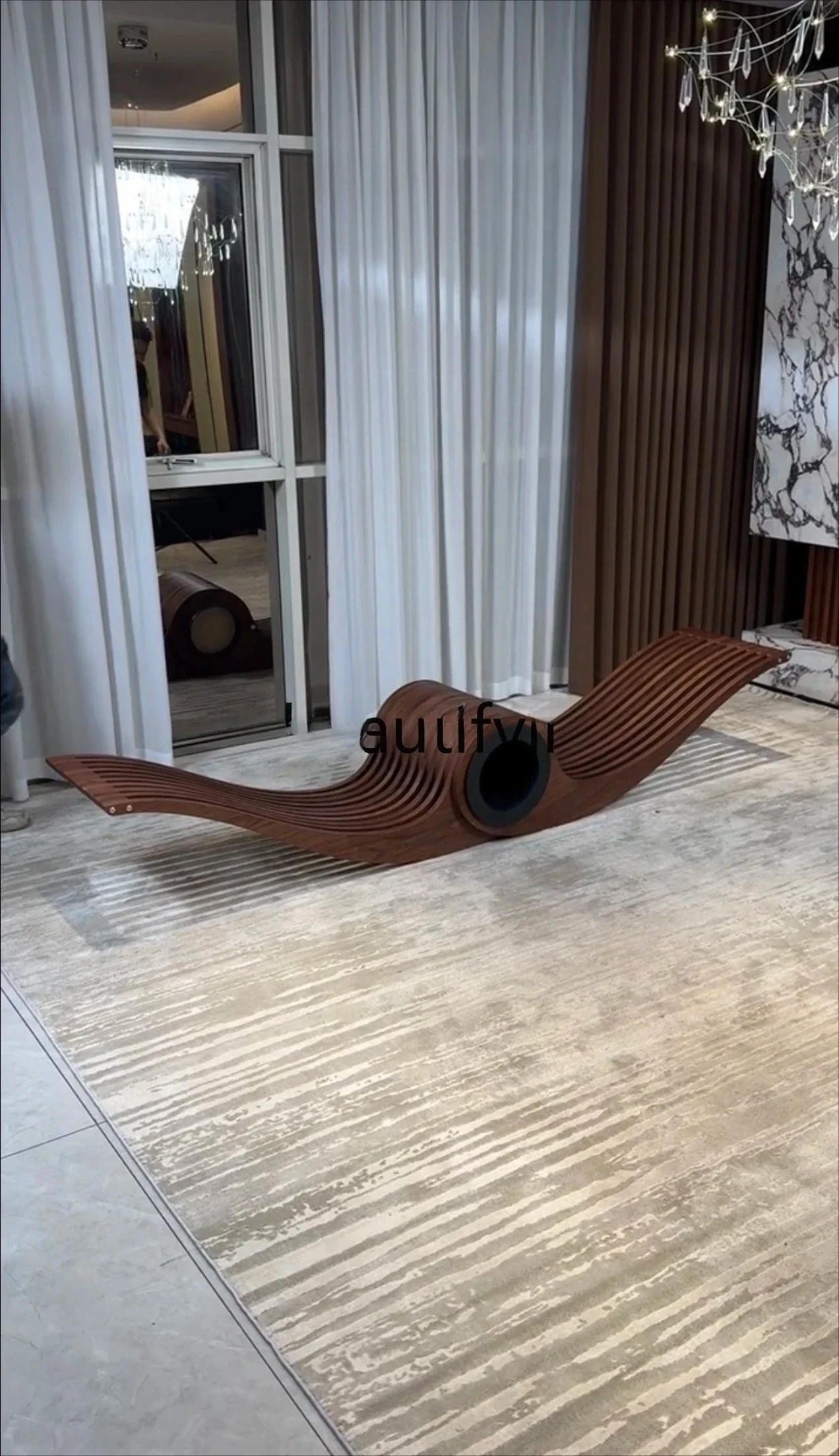 H Variety mermaid leisure chair solid wood Nordic modern simple imported marine board black walnut